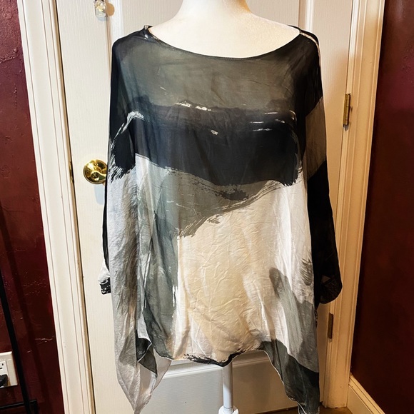Tina Stephens Blouse Made in Italy Silk over Tank - Picture 1 of 4